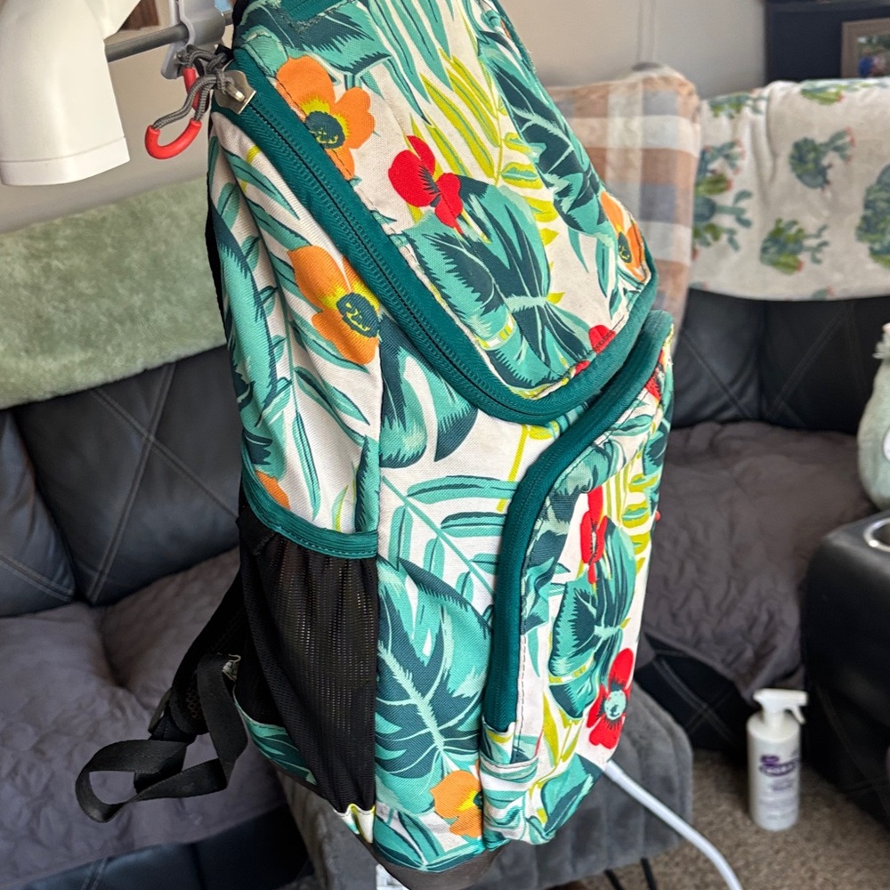 Embark Jartop Elite Backpack in a teal tropical floral print. - Picture 3 of 10